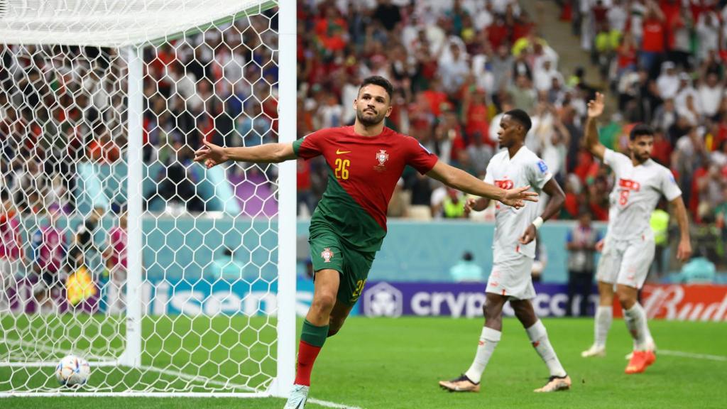 Gonçalo Ramos celebra su hat-trick ante Suiza en el Mundial