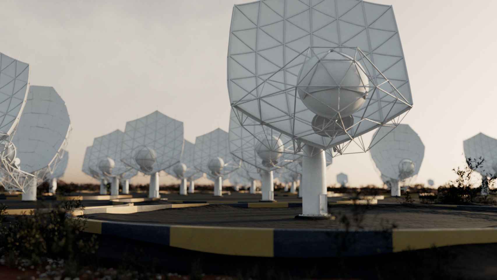 Ilustración de las antenas del SKA-Mid en Australia