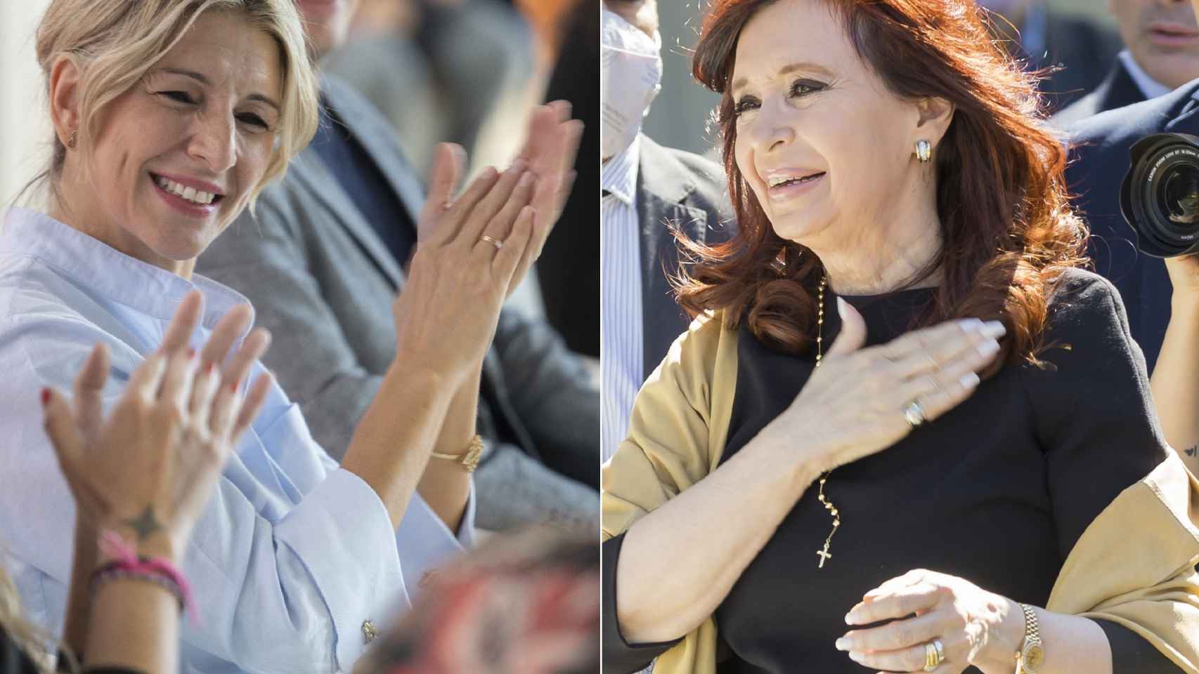 Yolanda Díaz, vicepresidenta segunda del Gobierno de España, y Cristina Fernández de Kirchner, vicepresidenta de Argentina.