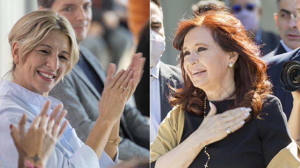 Yolanda Díaz, vicepresidenta segunda del Gobierno de España, y Cristina Fernández de Kirchner, vicepresidenta de Argentina.