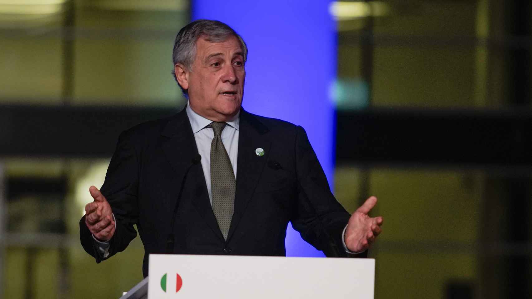Antonio Tajani, ministro de Exteriores de Italia, en la comparecencia de la Eu-Med9.