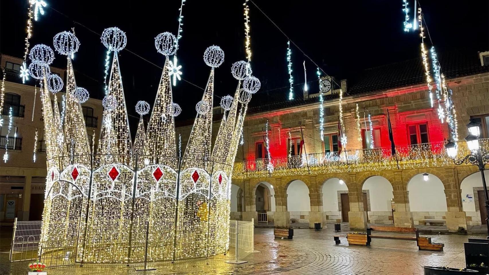 Imagen de Benavente con las luces de Navidad