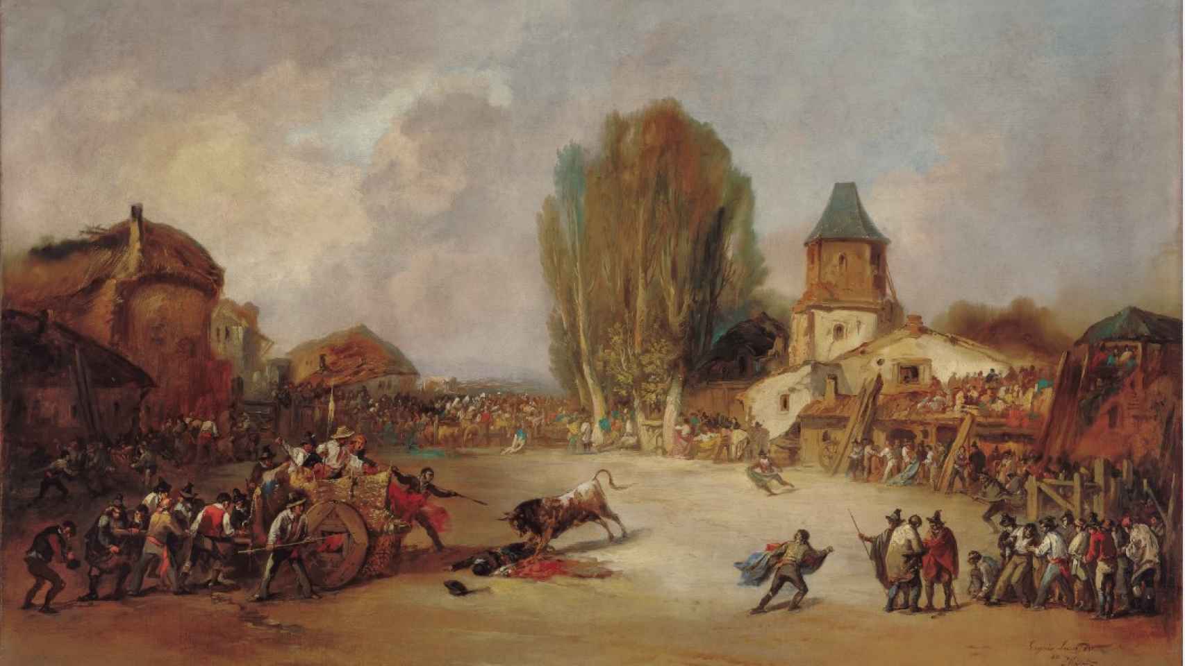 Cogida en una capea de pueblo, de Eugenio Lucas Velázquez.