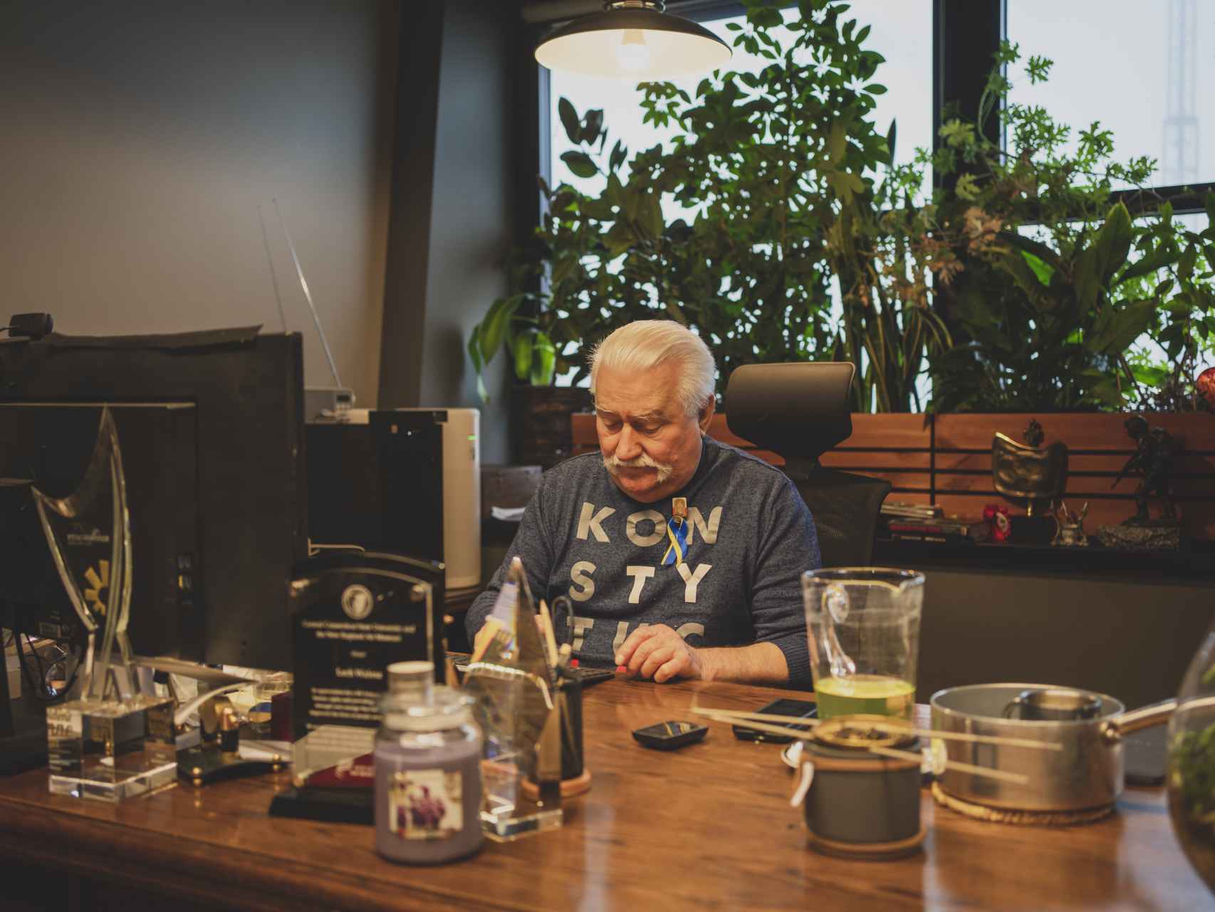 Lech Walesa, en su despacho del Centro Europeo de Solidaridad.