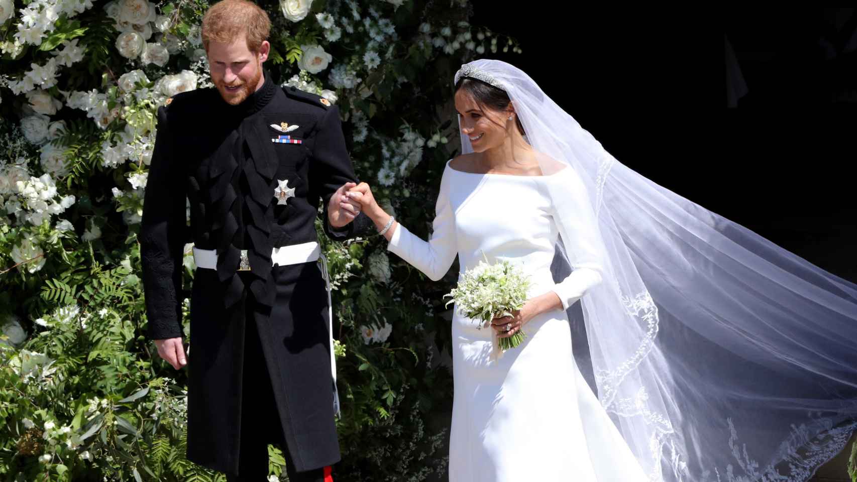 El príncipe Harry y Meghan Markle el día de su boda en el Castillo de Windsor.