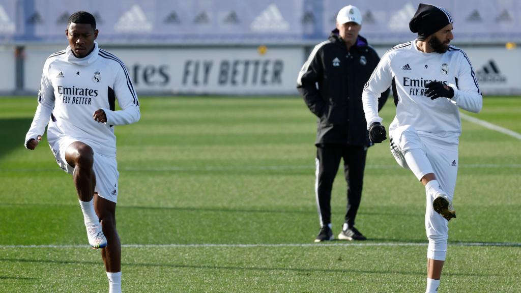 Benzema y Alaba se ejercitan en el Valdebebas.