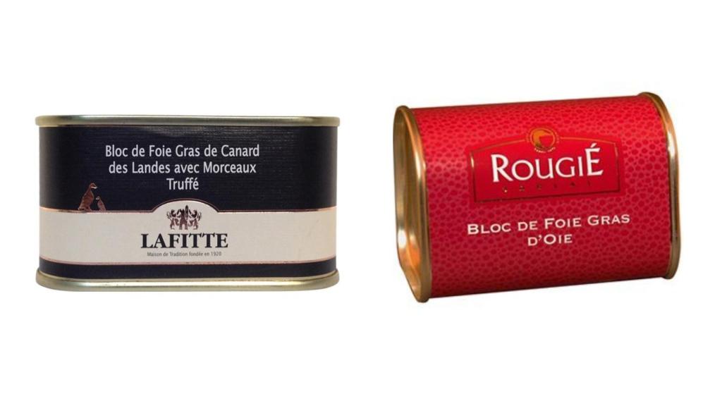 Foie Gras Trufado de Pato Lafitte y Foie gras de oca entero micuit Rougie.