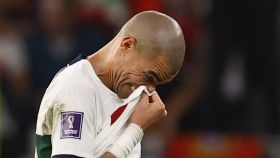 Pepe, abatido tras la eliminación de Portugal.