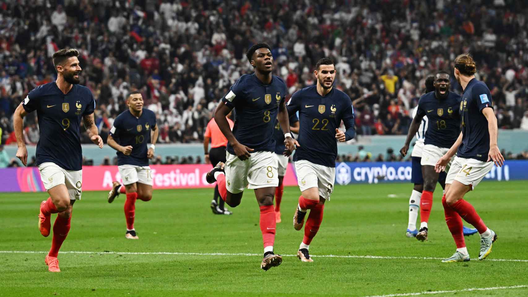 Francia celebra el gol de Tchouameni.