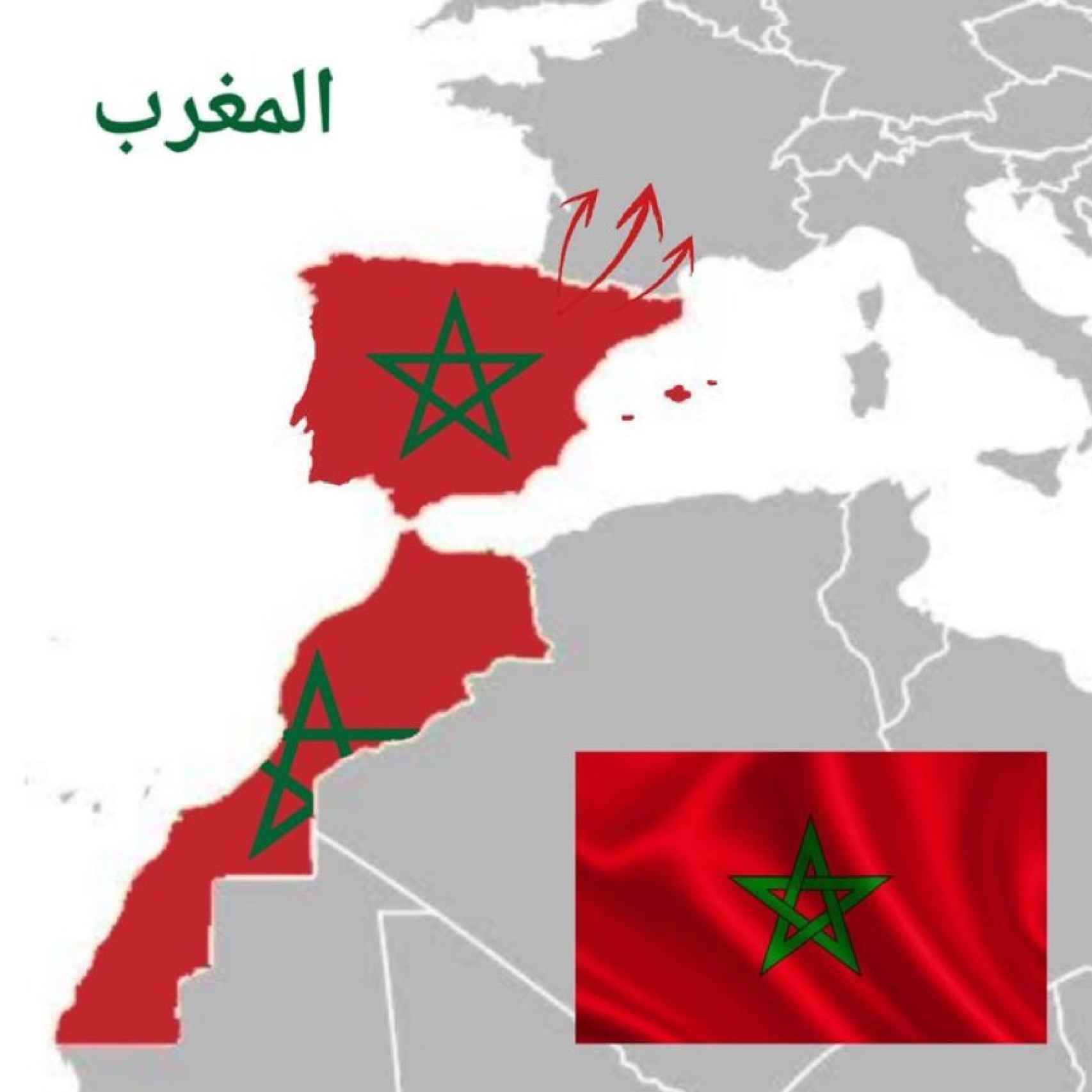 Uno de los mapas expansionistas de Marruecos que circulan por las redes sociales.