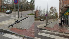Semáforo de peatones arrancado en Zamora