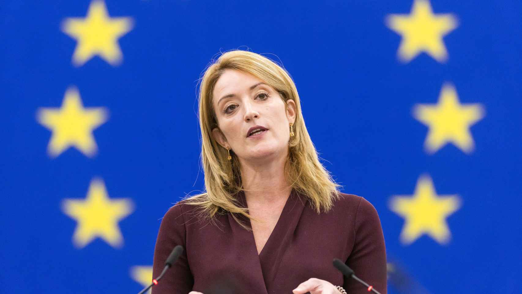 Roberta Metsola, presidenta del Parlamento Europeo, en Estrasburgo.
