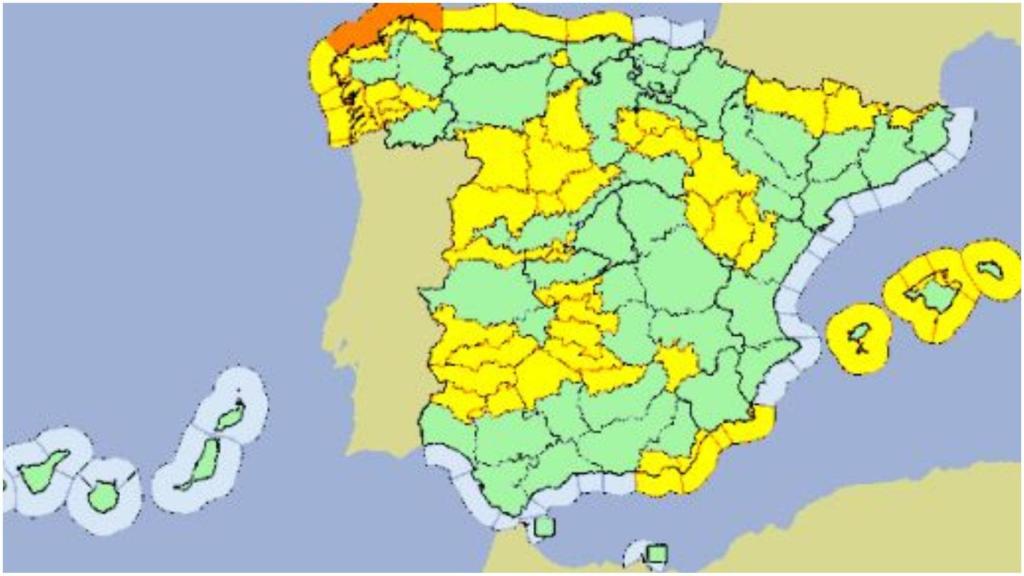 Activadas las alertas naranja y amarilla en Galicia por la borrasca Efraín que llega este lunes