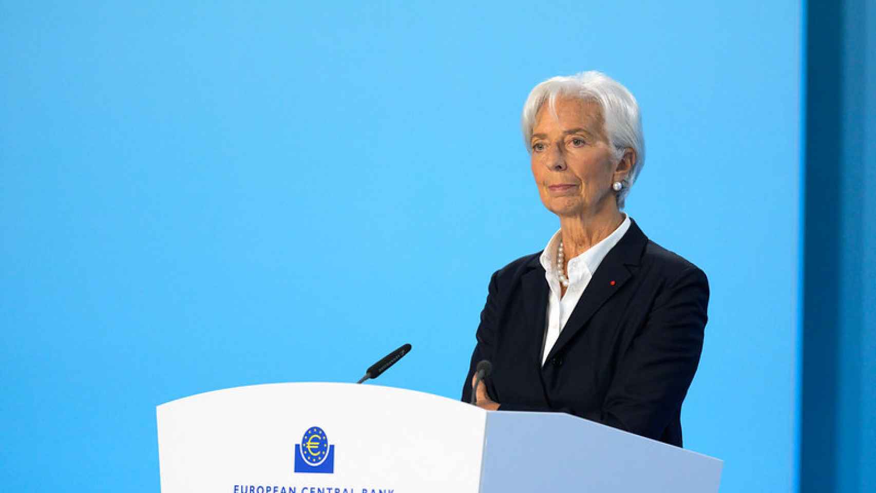 Christine Lagarde, presidenta del Banco Central Europeo (BCE), durante la rueda de prensa tras el último Consejo de Gobierno.