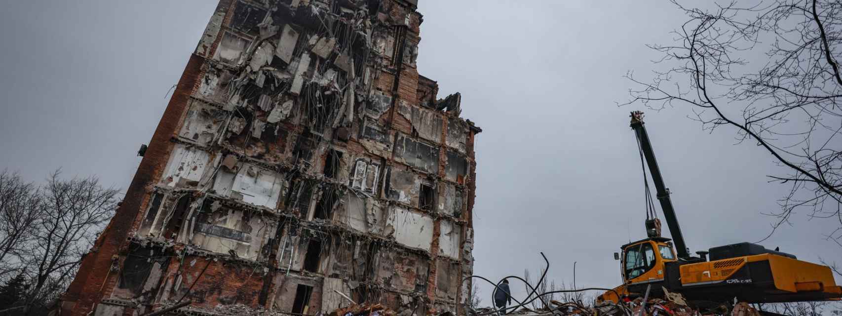 Edificio prácticamente destruido en la ciudad ucraniana de Mariúpol.