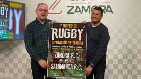 El diputado de Deporte Cultura y Turismo, Jesús María Prada, ha presentado el evento justo al presidente del Zamora Rugby Club, Antonio Sastre