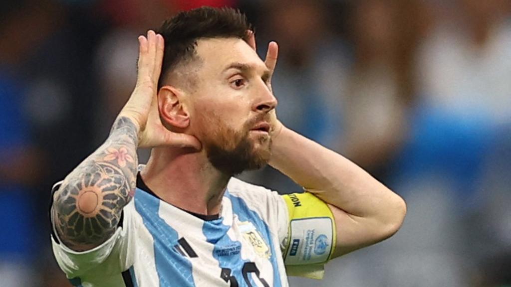 Messi celebra su gol ante Países Bajos.