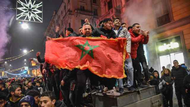 Celebración de aficionados marroquíes en Turín