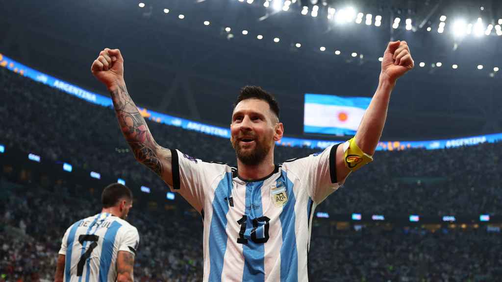 Messi celebra su gol en la semifinal.