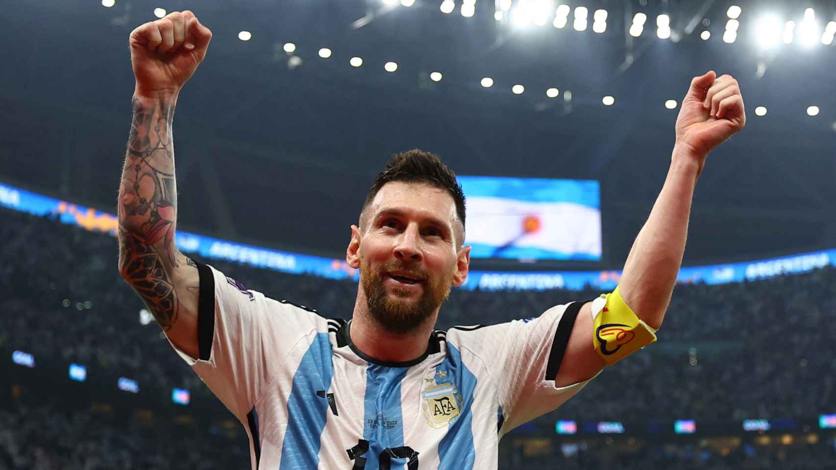 Celebración de Leo Messi del tercer gol de la selección de Argentina en semifinales del Mundial de Qatar 2022