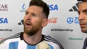 Messi durante la comparecencia que se ha hecho viral.