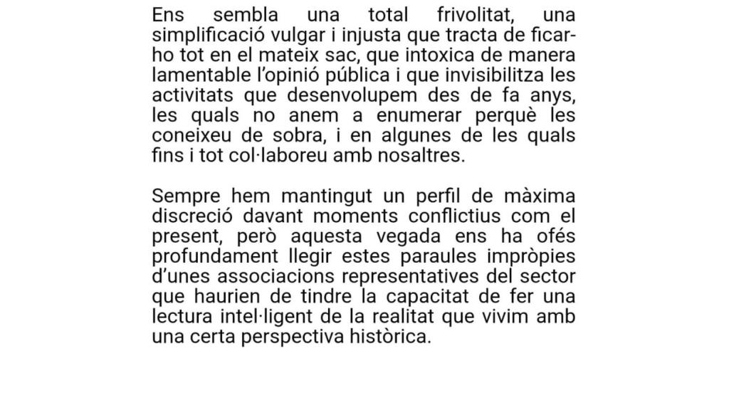 Continuación del comunicado de los responsables de la Conselleria.