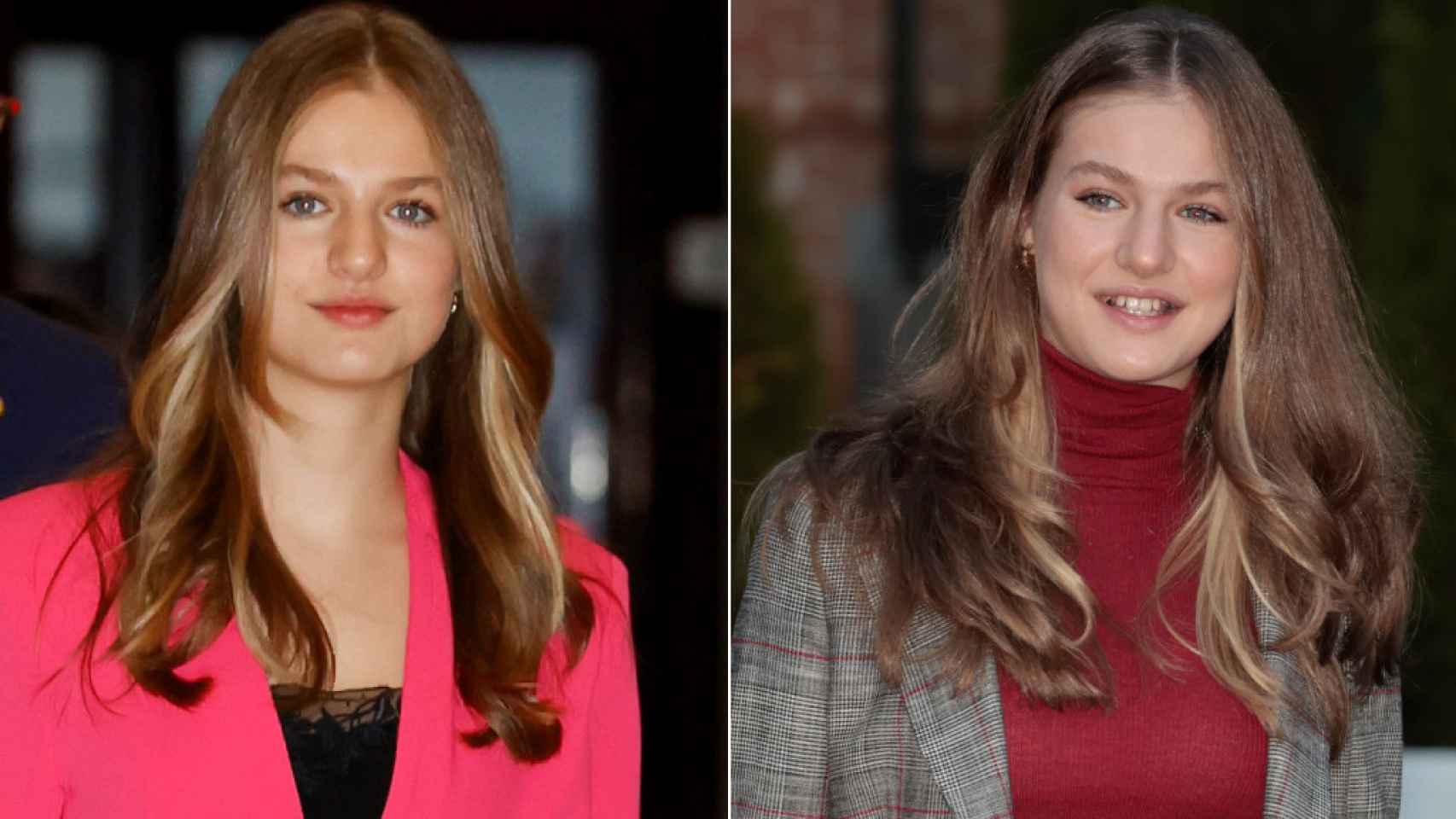 La diferencia en el pelo de Leonor. A la izquierda, en octubre de 2022. A la derecha, este pasado 15 de diciembre.
