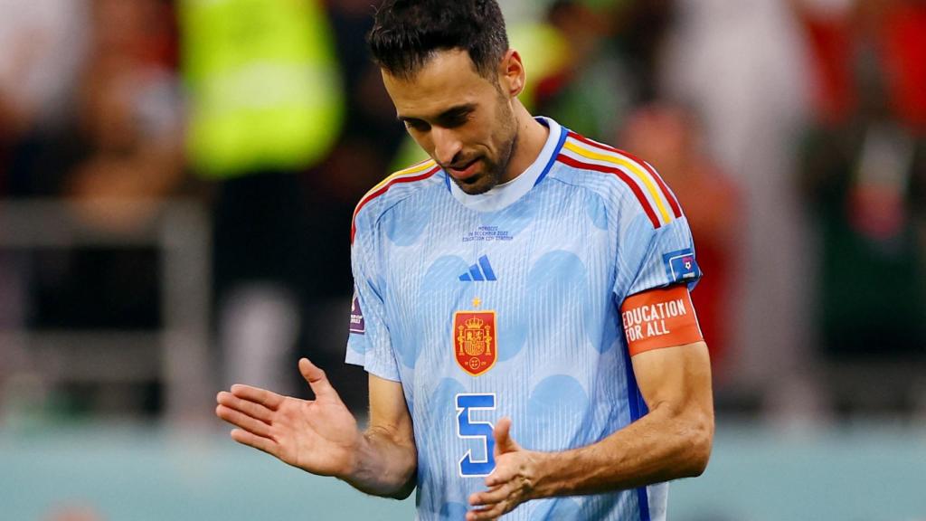 Sergio Busquets, con la selección española durante el Mundial de Qatar 2022