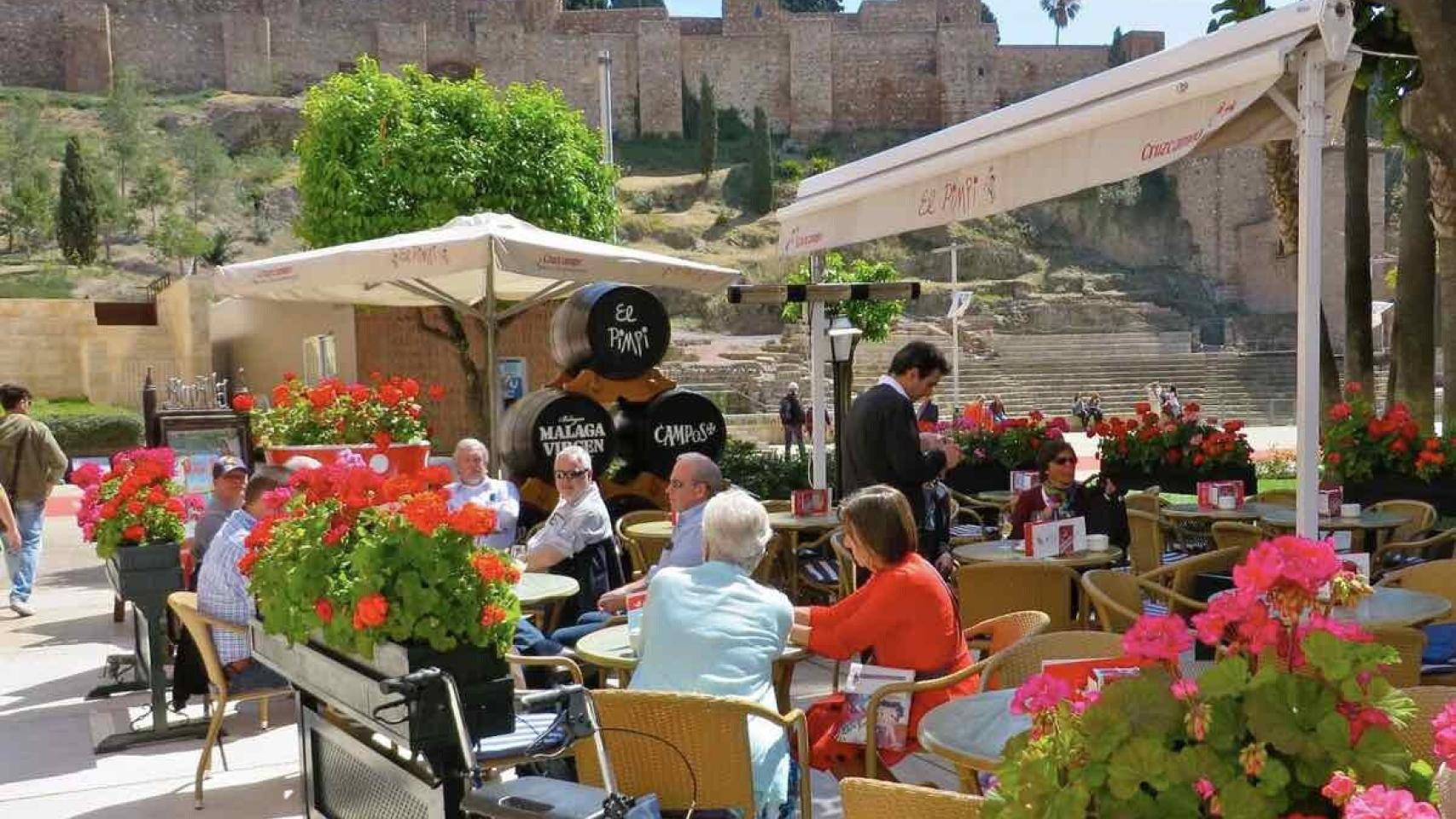 Imagen de archivo de la terraza de El Pimpi, en el Centro de Málaga.