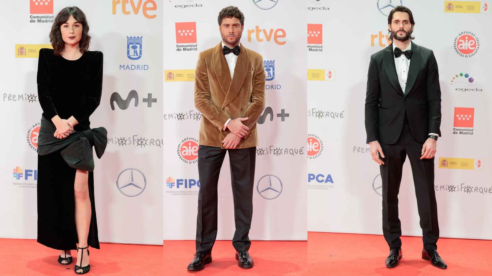 Los tres actores, ayer, en la alfombra roja de los Premios Forqué.