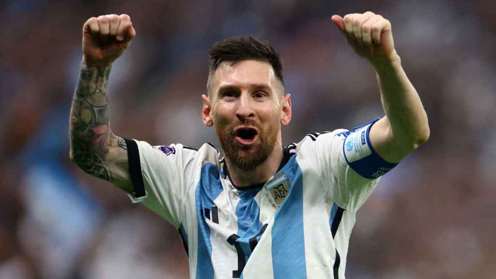 Leo Messi, exultante tras anotar el tercero de Argentina.