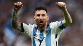 Leo Messi, exultante tras anotar el tercero de Argentina para ganar el Mundial.