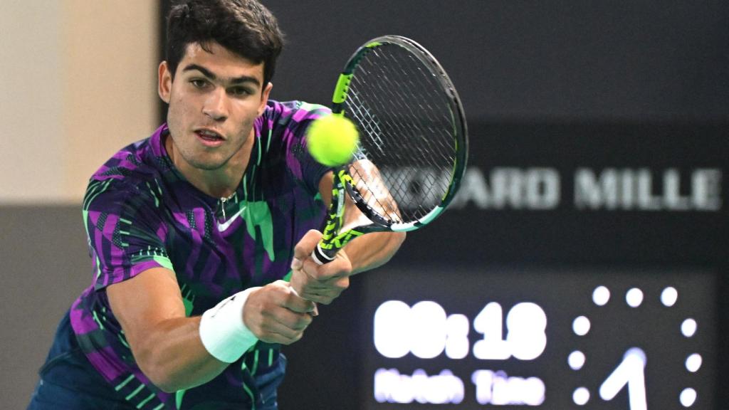 Carlos Alcaraz, en el torneo de exhibición de Mubadala