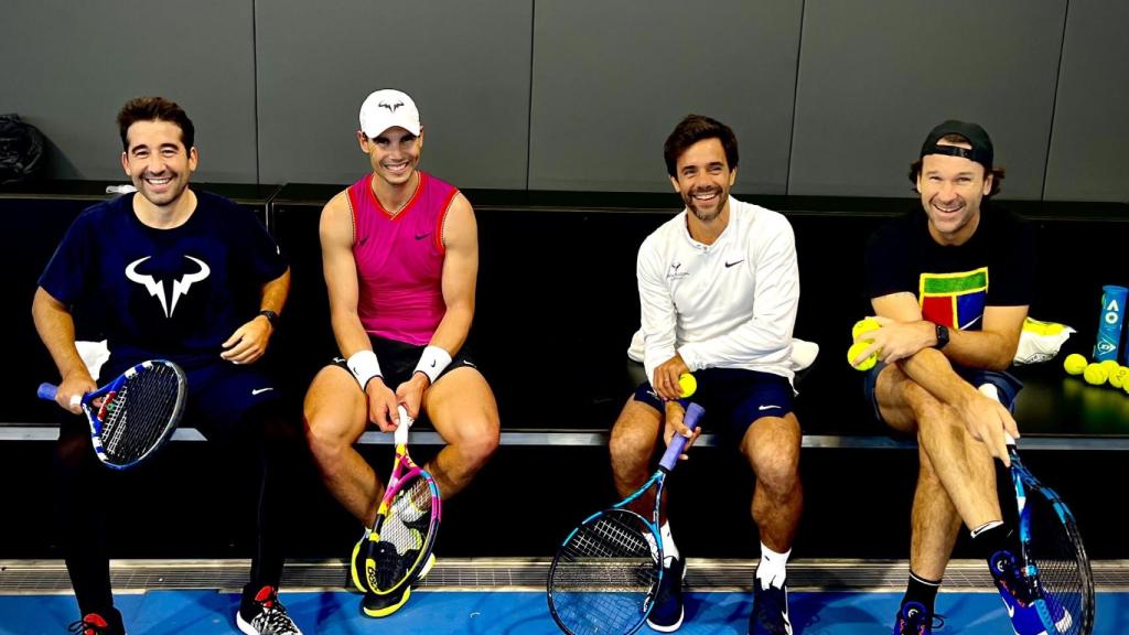 Marc López, Gustavo Marcaccio, Rafa Nadal y Carlos Moyá