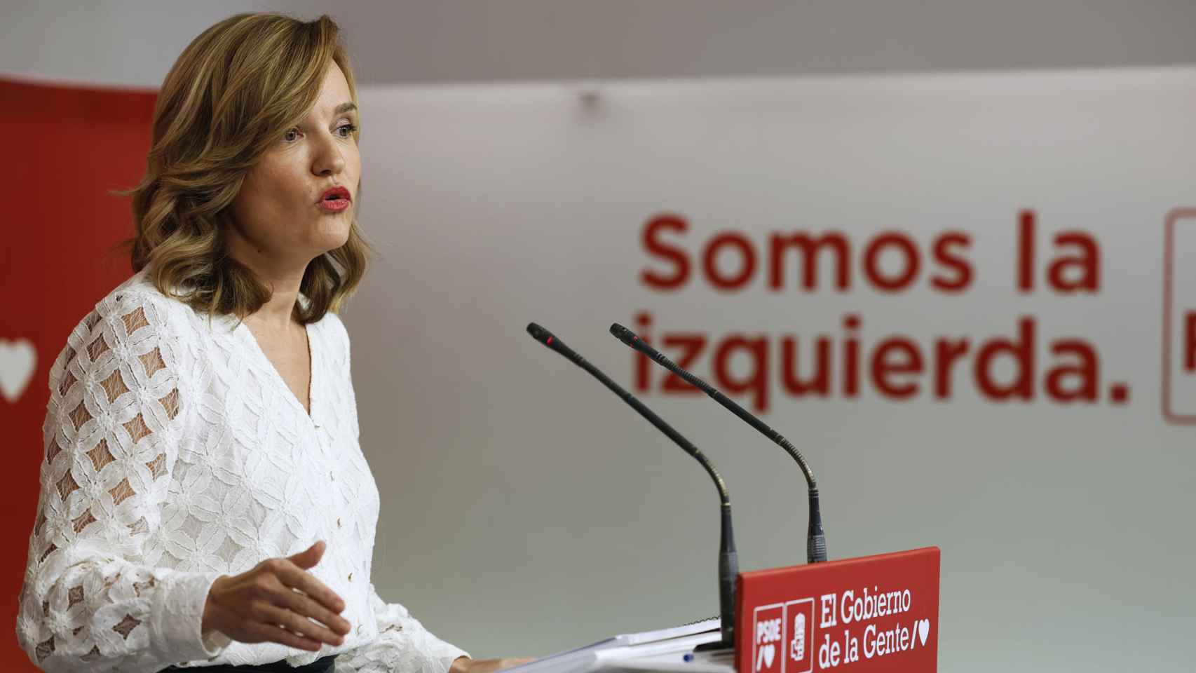 La ministra de Educación y portavoz del PSOE, Pilar Alegría, este lunes.