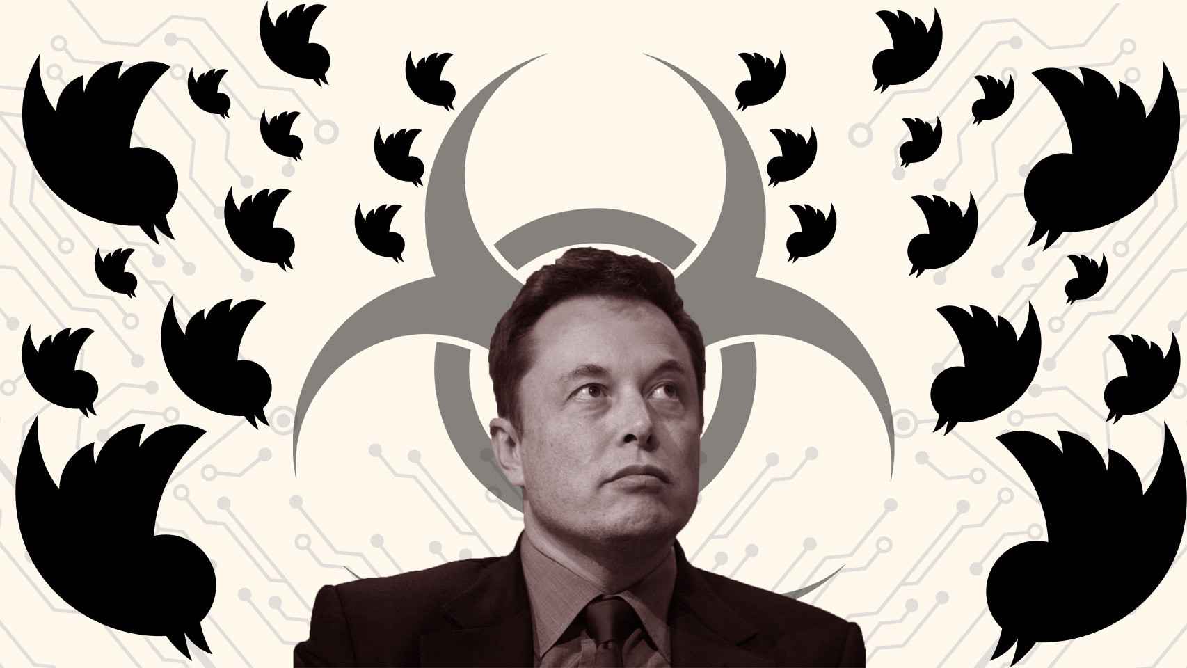 Fotomontaje con Elon Musk y el logo de Twitter