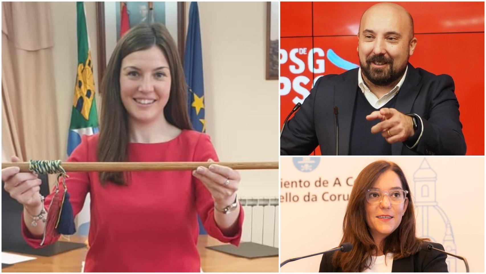 Mayra García Bermúdez, alcaldesa de Trabada, Lage Tuñas, encargado de las oposiciones e Inés Rey, alcaldesa de A Coruña