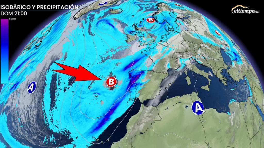 La borrasca atlántica que se acercará a España por Navidad. ElTiempo.es