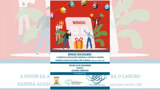 Bingo solidario en Ares (A Coruña) en favor de la Asociación Española Contra el Cáncer