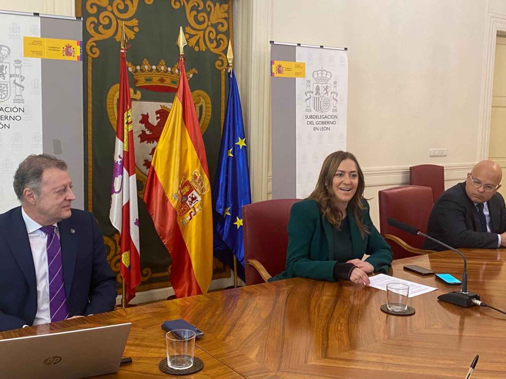 La delegada del Gobierno en Castilla y León, Virginia Barcones, durante su rueda de prensa de este miércoles en León.