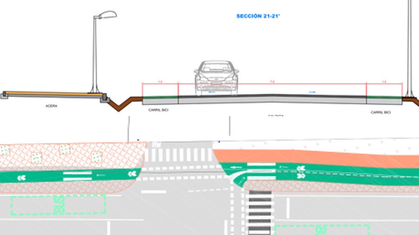 Imagen del nuevo carril bici en Simancas