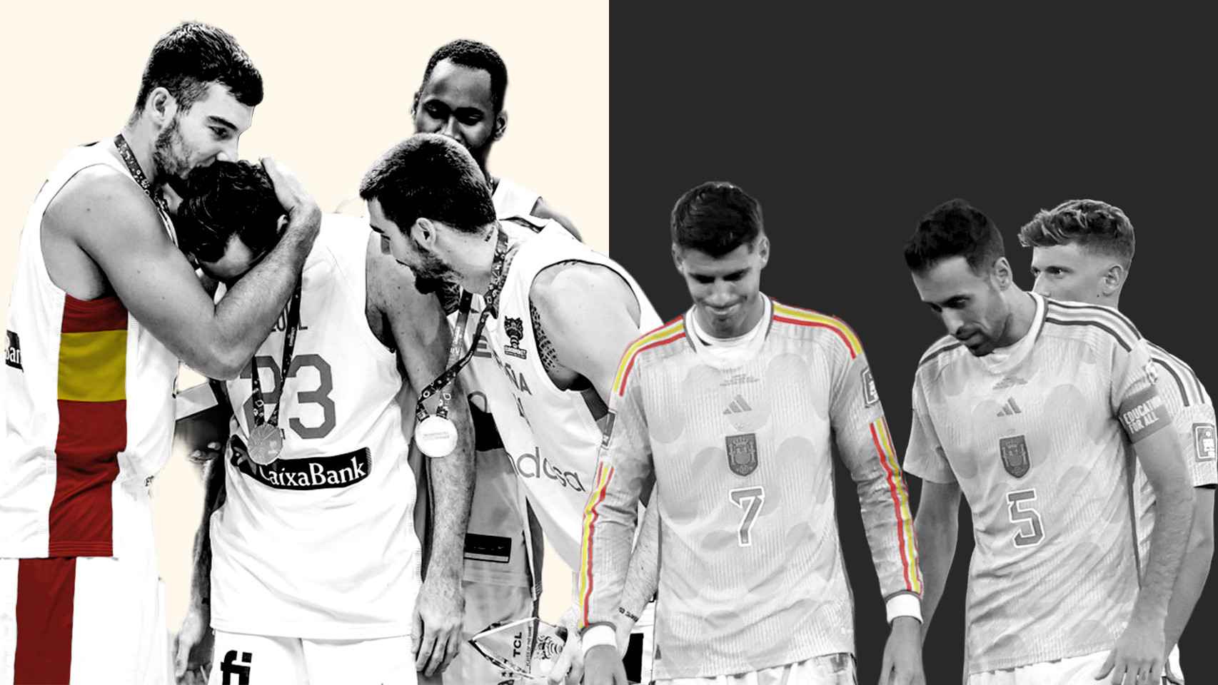 Las selecciones española de baloncesto y fútbol en el Eurobasket y el Mundial, respectivamente
