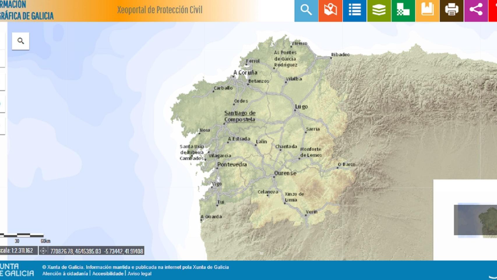 El Xeoportal de Protección Civil de la Xunta.