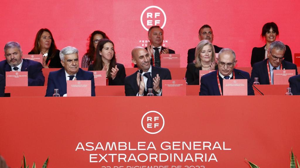 Luis Rubiales durante la Asamblea de la RFEF.