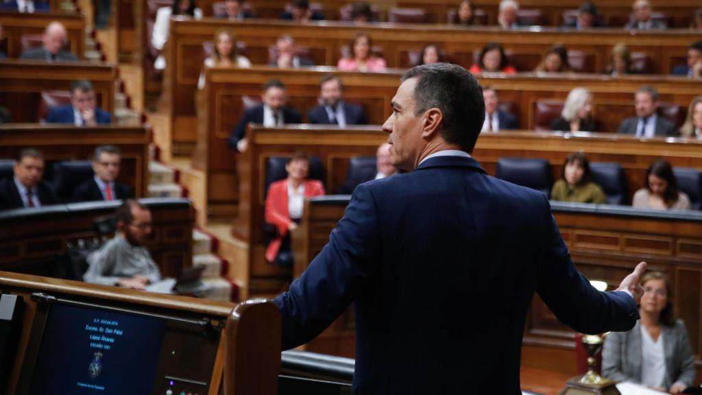 Pedro Sánchez, presidente del Gobierno, en la última sesión de control del Congreso.