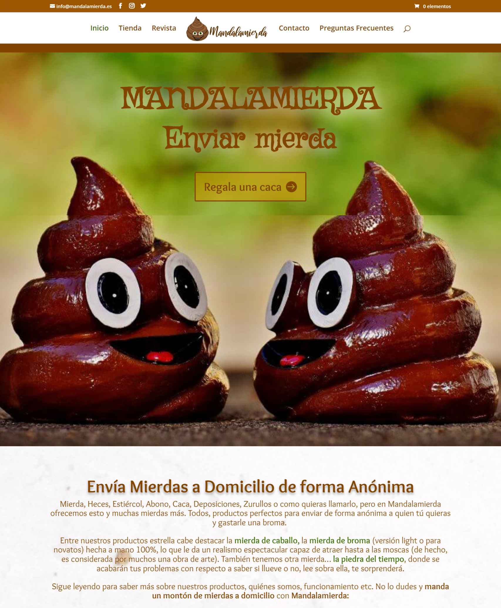 Inicio de la página web de los granadinos Álvaro y Lucía, 'Mandalamierda.es'.