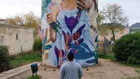 'La ofrenda', mural que el especialista en arte urbano Dreps ha regalado a la localidad de Ugena