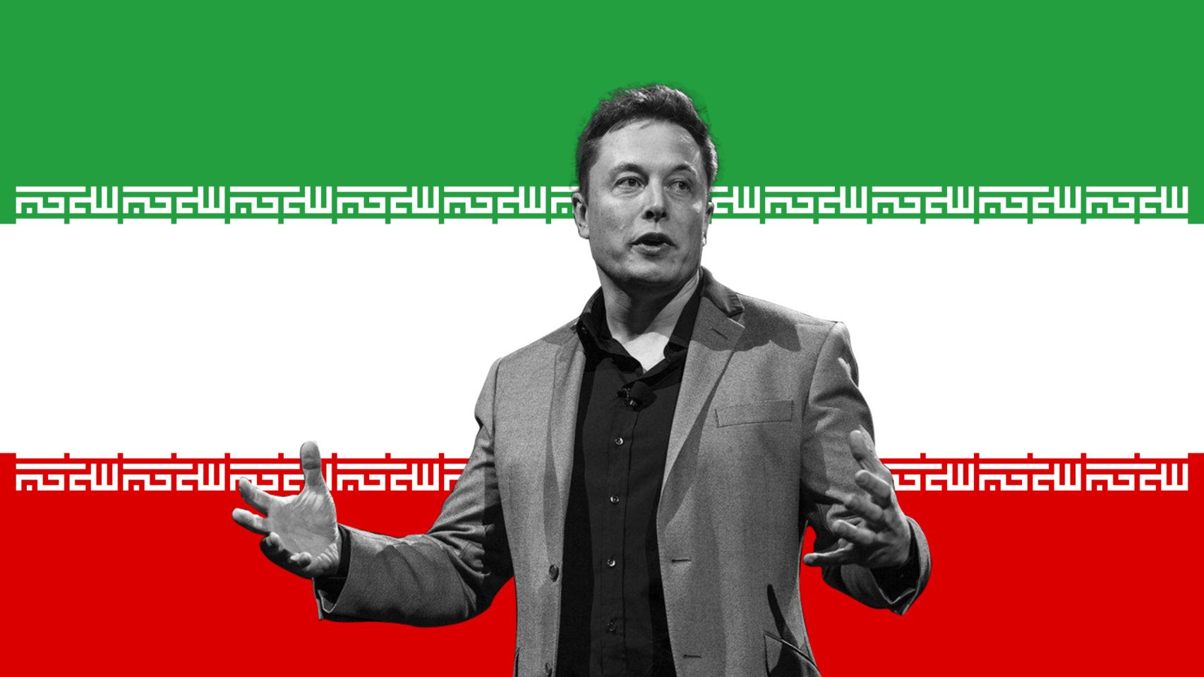 Fotomontaje con una foto de Musk y la bandera de Irán.