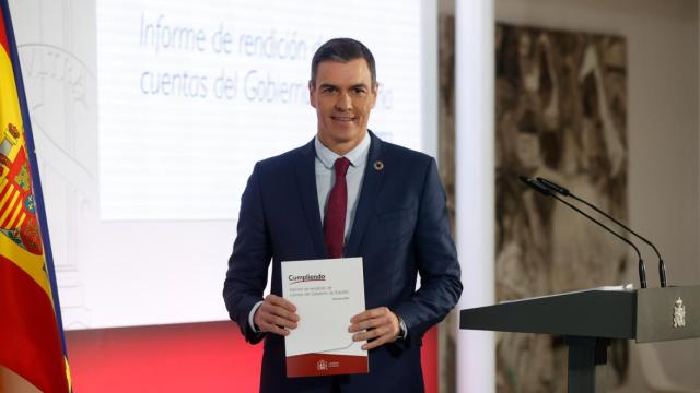 Pedro Sánchez durante la presentación del 'Informe de rendición de cuentas correspondiente a 2022'