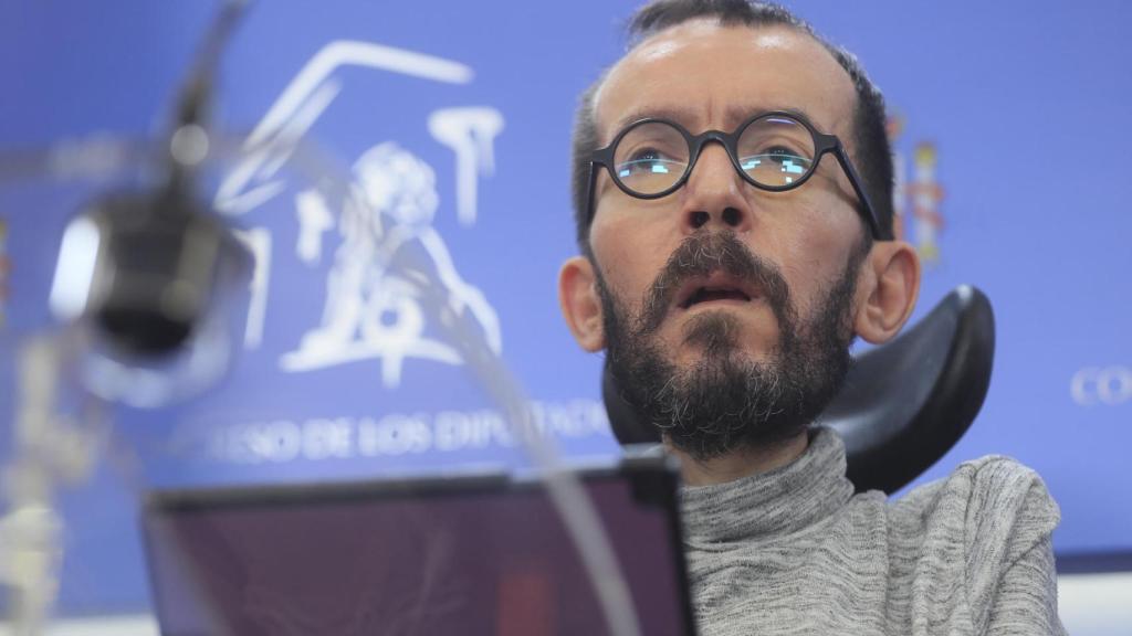 Pablo Echenique, portavoz de Unidas Podemos en el Congreso, en su última rueda de prensa.